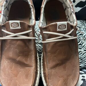 Hey Dude womens steer skull Brown Casual Shoes